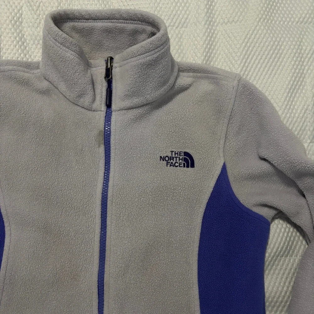 The‎ North Face Womens Full Zip Fleece Jacket Grey Purple Mock Neck NJ983488
